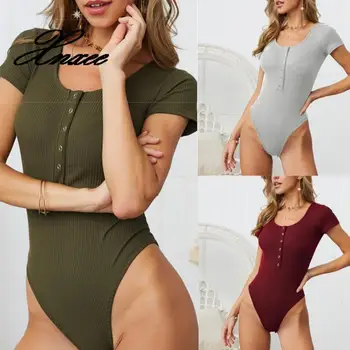 

Summer women new style Short-sleeved leotard deep V Slim pants female Siamese