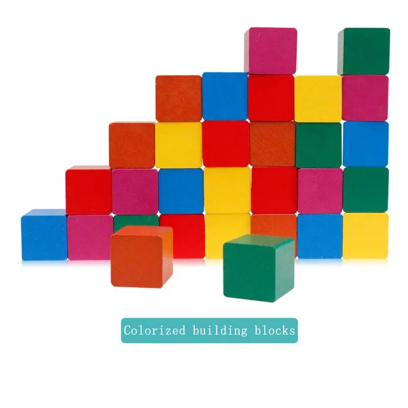 lower price  Puzzle Blocks 30 PCS Colorized Square Cube Building Blocks Children Early Education Kindergarten Te