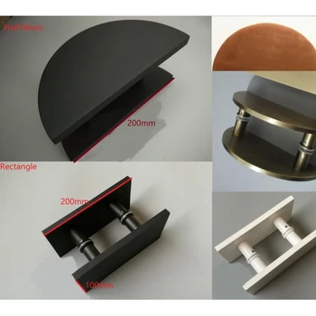 

Solid Aluminum Square Round Double Side Modern Glass Door Pull Shower Box Handle Commercial Entrance White Black Bronze