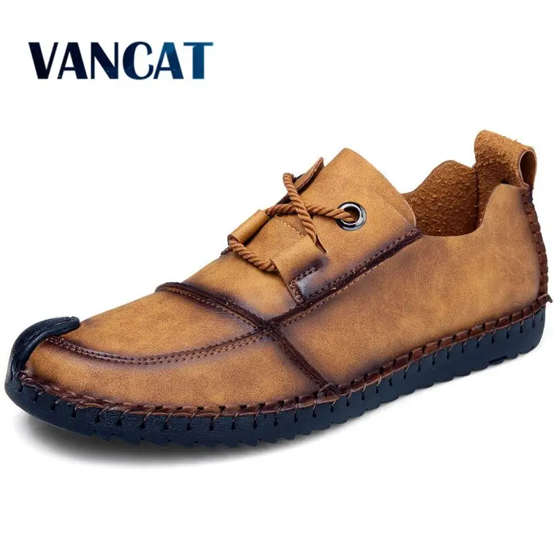 

Vancat 2018 Handmade Leather Shoes Men Luxury Brand Men Shoes Casual Moccasins Men Fashion Loafers Men Flat Driving Shoes