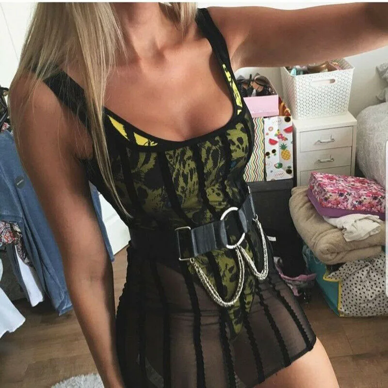 

2019 Hot Sale Women Sexy Bikini Cover Ups Strap Black Dress Bodycon Mesh Sheer See Through Beachwear Striped Party Club Sundress
