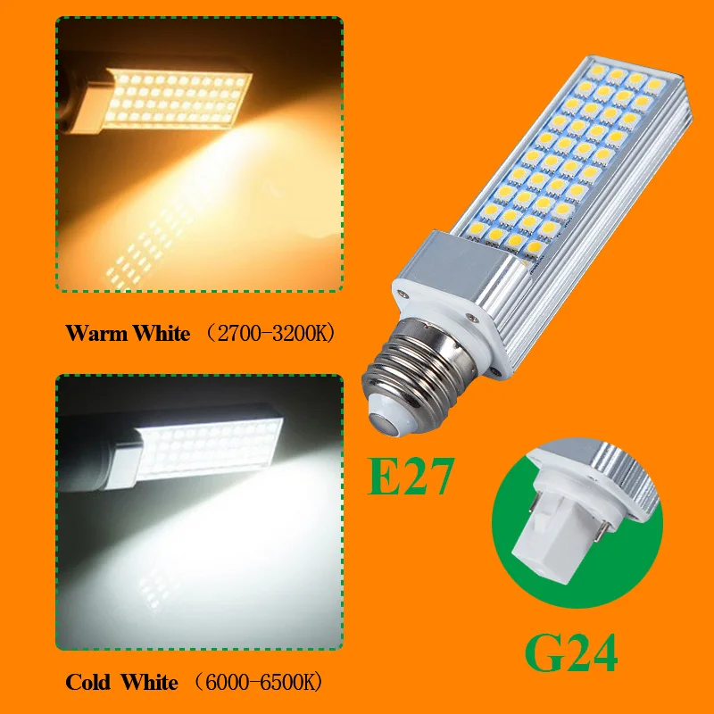 Светодиодные лампы 5 Вт 7 9 11 13 E27 G24 Светодиодная лампа свет SMD 5050 новинки 180