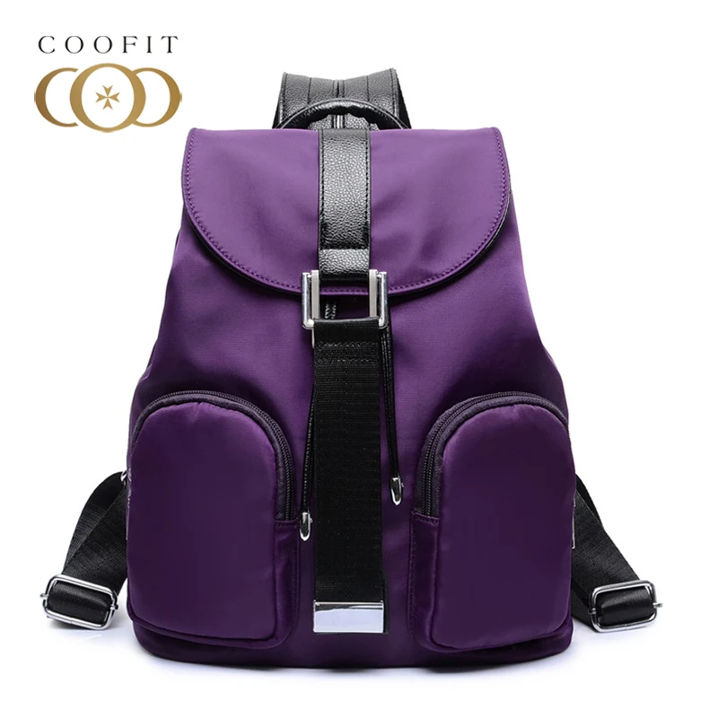 

Coofit Large Capacity Nylon Backpack For Female Women Casual School Bagpack Bookbag For Girls Teenagers Travel Hasp Rucksack
