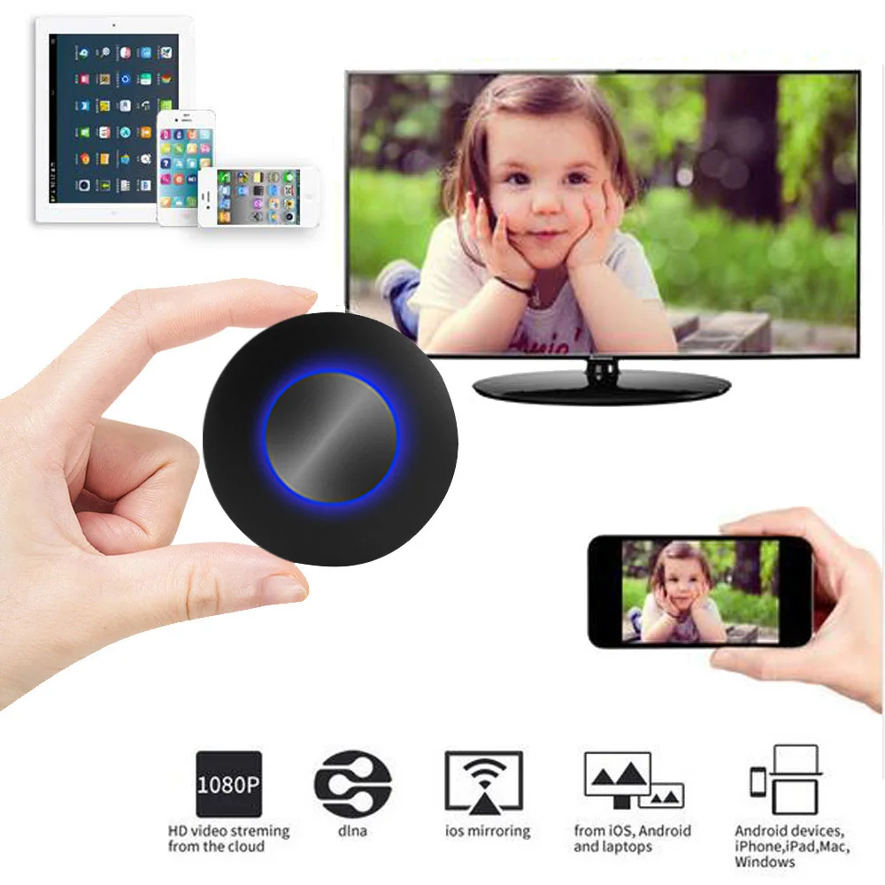  Car Auto Media DLNA Miracast Airplay Screen Mirroring Dongle TV Stick Digital Wireless HDMI AV RCA 