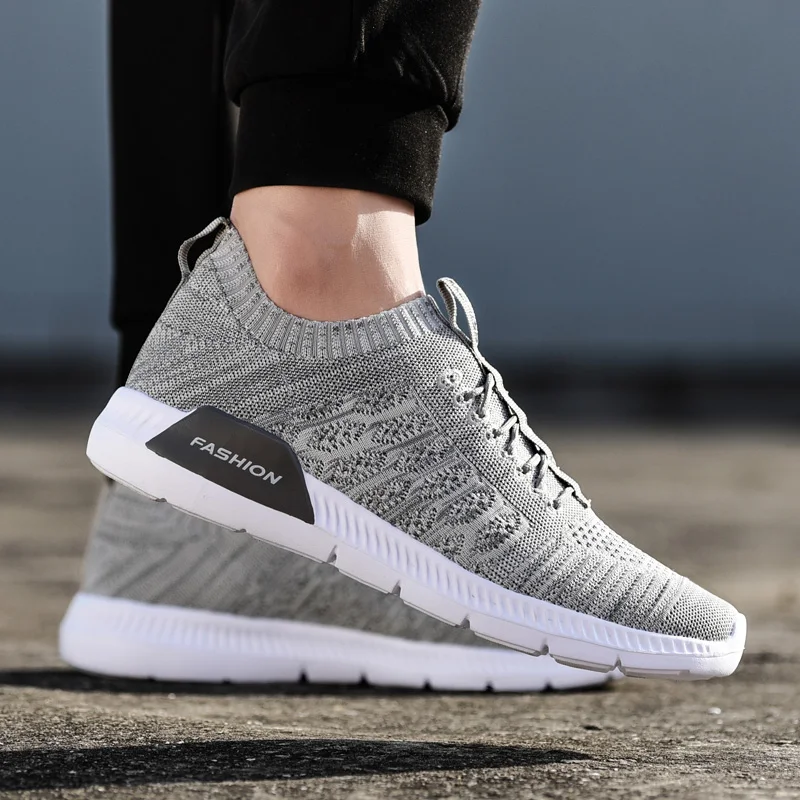 

Man Mesh Running Shoes Spring Autumn Mens Khaki Gray Sport Shoes Breathable Sneakers China Lightweight Walking Sneakers