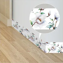 Экологичный ПВХ белый цветок магнолии плинтус Наклейка декоративная граница рулон детская комната спальня стеклянная дверь кухня украшение