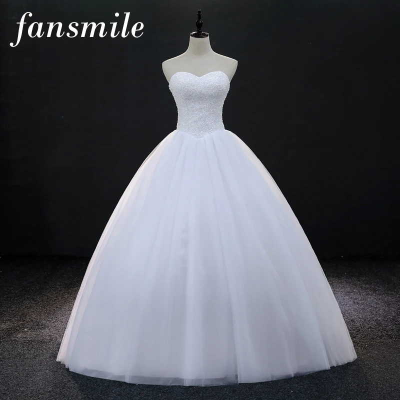 Fansmile качество Роскошные Кристаллы бальные Свадебные платья 2019 под заказ Плюс Размер Свадебные платья Vestido De Noiva FSM-157F