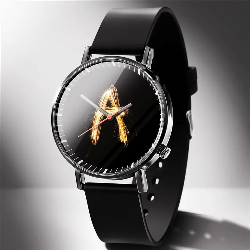 

Custom Made 26 Letter Men WATCH Fashion Casual Man Watches Personality Unique Male Wrist watch Rubber Watchband Clock Relogio