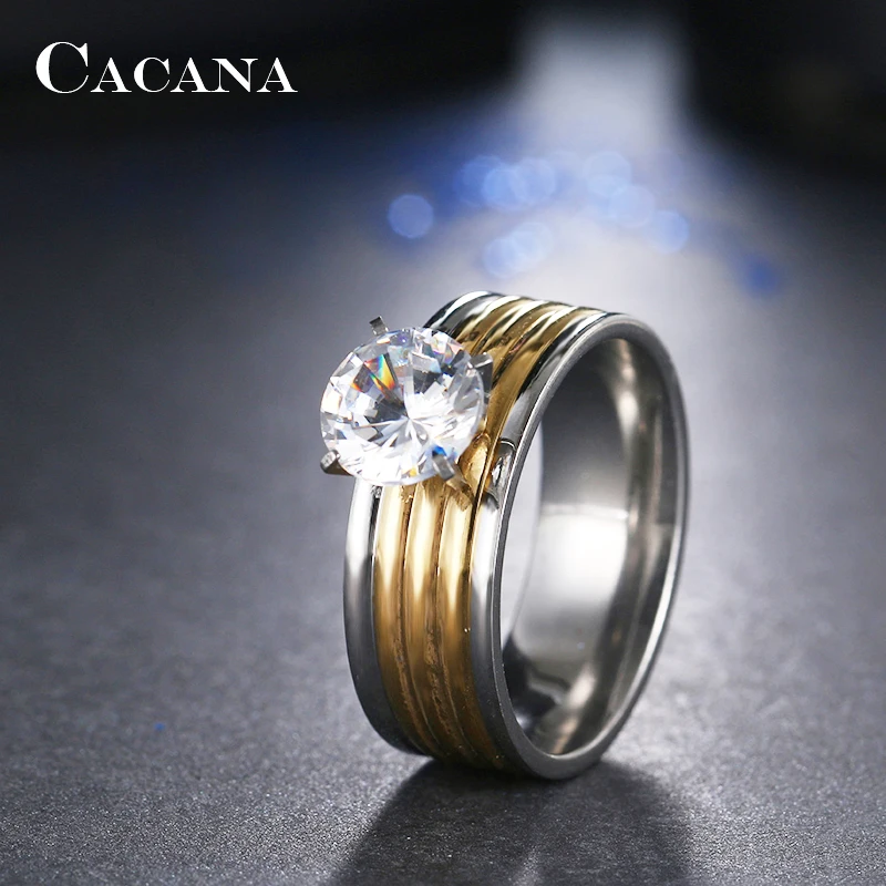 CACANA Stainless Steel Rings For Women Personalized Custom Fashion Jewelry Wholesale NO.R111