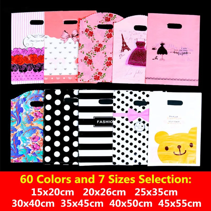 10pcs 20x26cm 25x35cm 30x40cm Plastic Bags Package Party Supplies Gift With Handles Jewelry Cookies Shops Storage | Дом и сад