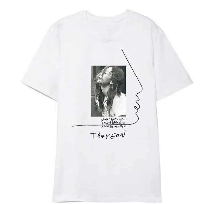 Kpop/Летняя футболка с круглым вырезом и принтом в виде альбома taeyeon для девочек, свободная футболка унисекс с короткими рукавами, 2 стиля