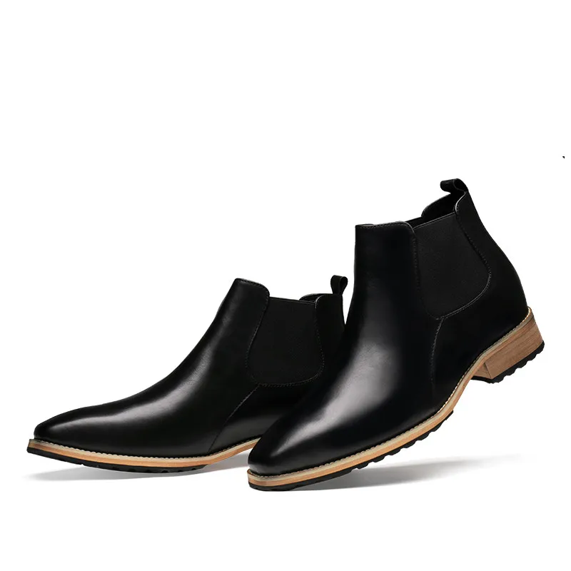 Модные мужские ботильоны черного/коричневого цвета; обувь в байкерском стиле; ботинки из натуральной кожи; повседневная обувь
