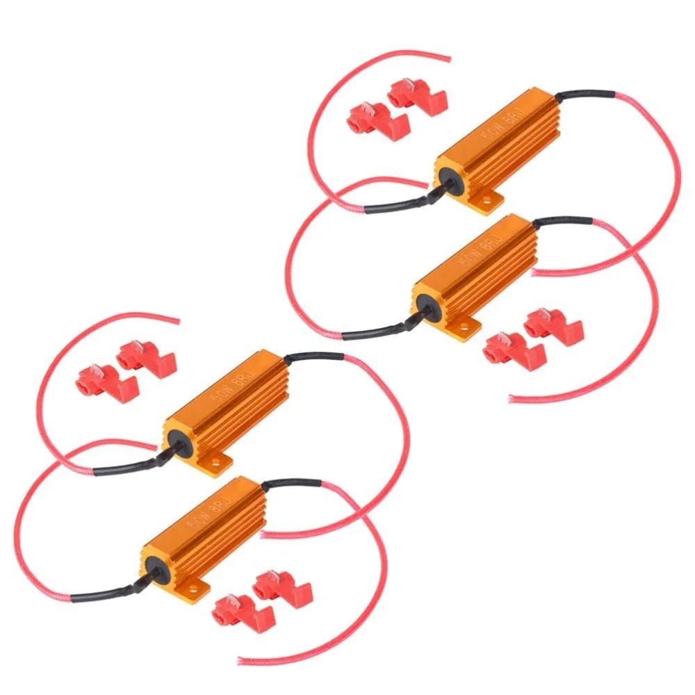 

4X 50W 8Ohm LED Load Resistor For DRL Turn Signal Lamp Light Bulb Fix Hyper Flash Warning Cancellor