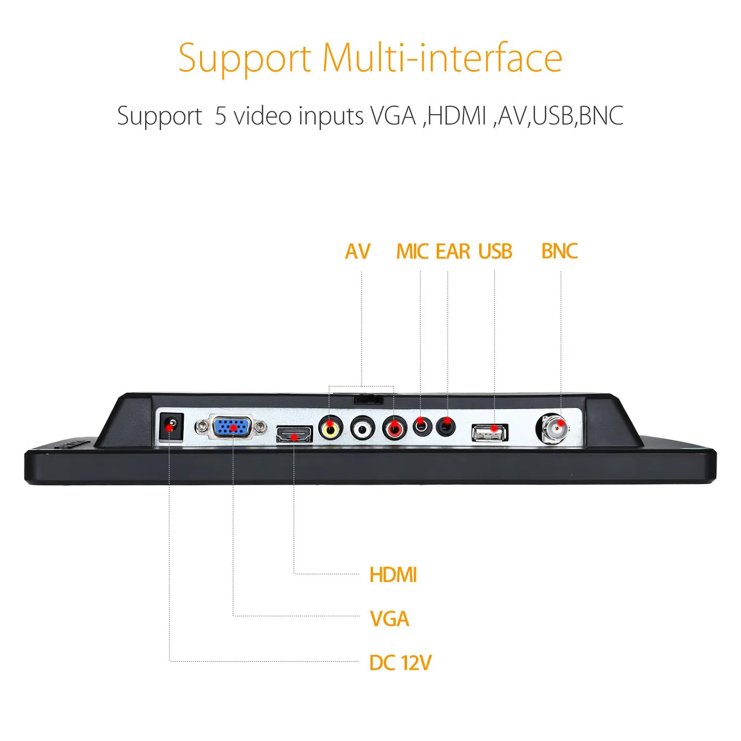EYOYO H1116 12 &quotЖК монитор безопасности HD 1366x768 ips с HDMl BNC кабелем Аудио Видео дисплей