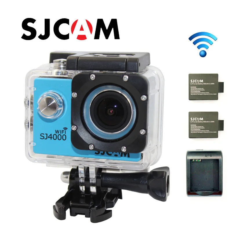 Оригинальная SJCAM SJ4000 WI-FI, позволяющая погружаться под воду на глубину до 30 м Водонепроницаемый экшн Камера+ дополнительные 2 шт. Батарейки+ Батарея Зарядное устройство