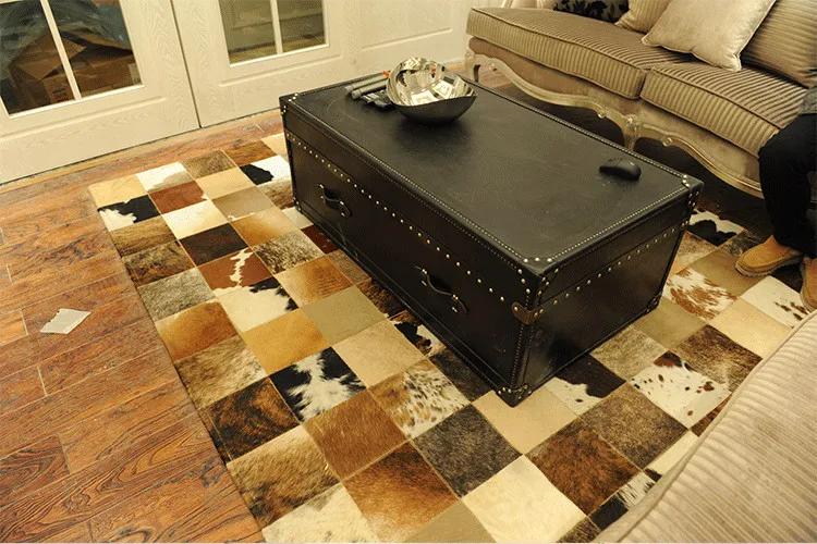 

Fashionable art carpet 100% natural genuine cowhide leather pp carpet