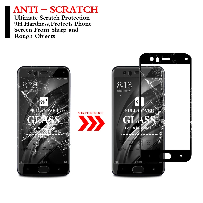 MCMEME For Xiaomi MI6 Tempered Glass 9H 2.5D Clear Curved Full Cover Edge Screen For Xiaomi Mi 6 MI6 Ultra-thin Protective Glass2