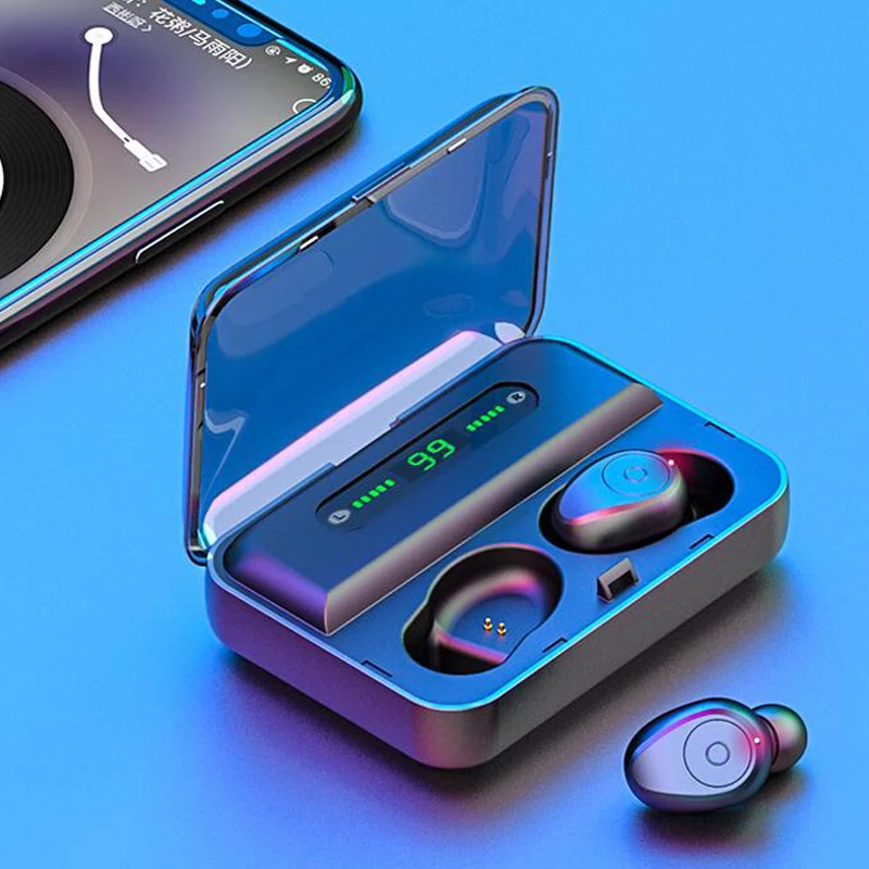 

F9 True Wireless Earbuds 5D Stereo Bluetooth Earphones Mini TWS Waterproof Headfrees with Power Bank Earphones Pk X8 T2c