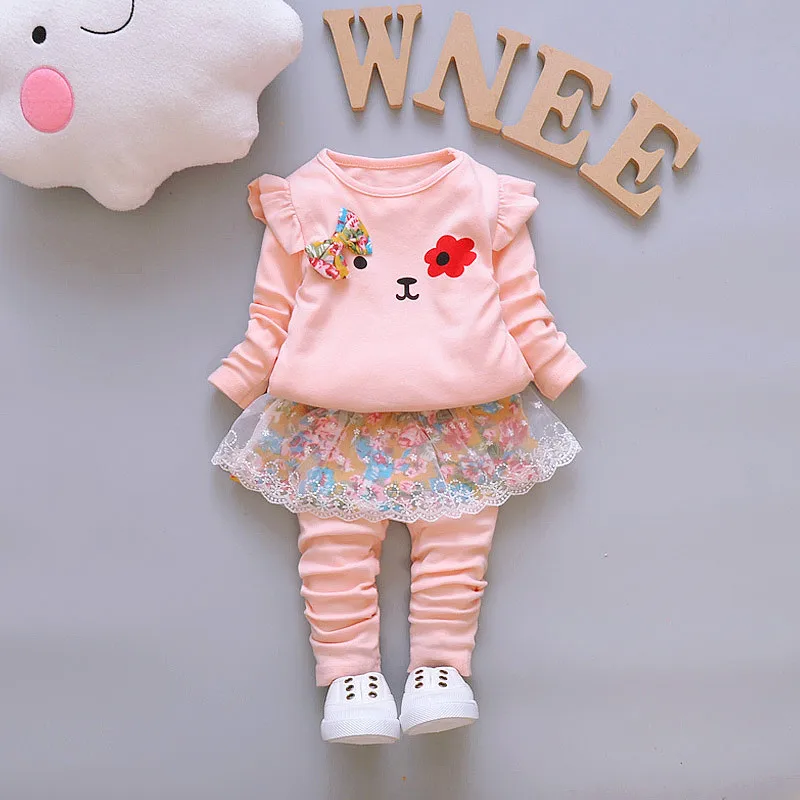 

BibiCola baby girl clothing sets newborn baby spring autumn sport suit kids long sleeve shirt+pants 2pcs clothes sets