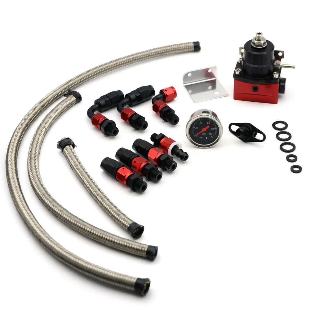 

Aluminum Racing Auto Fuel Pressure Regulator Kits Full Kit Fuel Regulators With Gauge With Logo