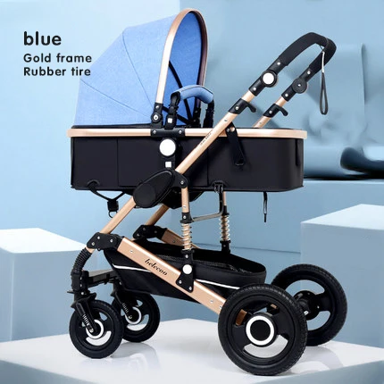 Belecoo 2 в 1 детская коляска высокий пейзаж детская коляска Двусторонняя коляска складной светильник четырехколесный амортизатор детский тролли - Цвет: blue 2