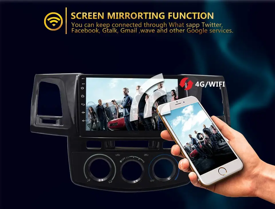 Cheap KiriNavi 2 din 9" Touch Screen Android Car Radio For Toyota Hilux 2012-2015 Multimedia GPS Navigation Player audio WIFI MP3 5