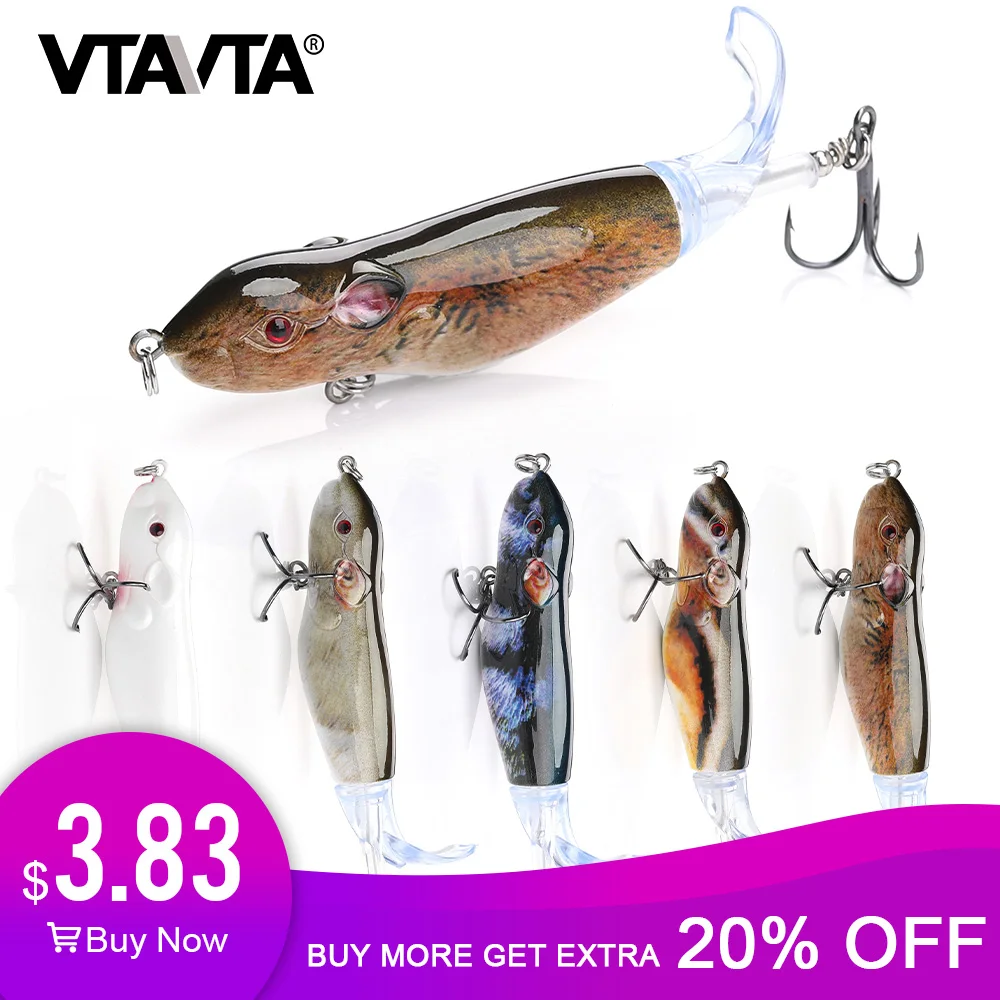 

VTAVTA 9cm 13g Rat Whopper Plopper Crankbait Fishing/Cranks Wobblers for Fishing Lures Mouse Trout Hard Bait with Rotating Tail