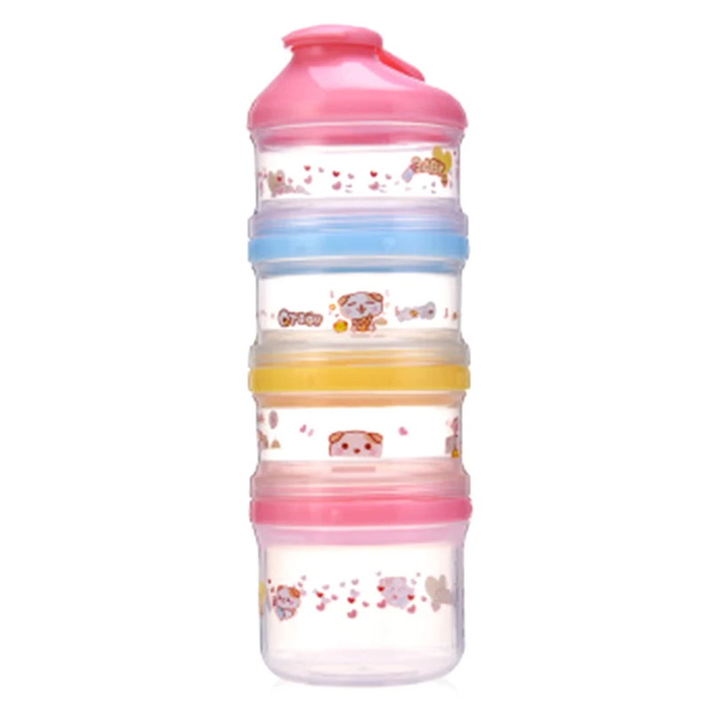 4 слоя мультфильм Портативный детская молочная смесь Еда литейный Ящик Контейнер для хранения для новорожденных, для малышей и детей постарше для кормления прибор разные цвета