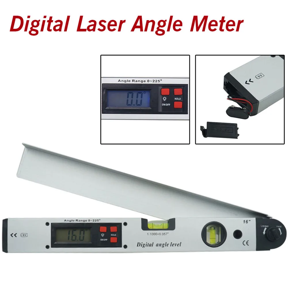 

Digital Angle Level Meter Gauge 0-225 Degree 400mm 16 inch Electronic Protractor Aluminum Alloy
