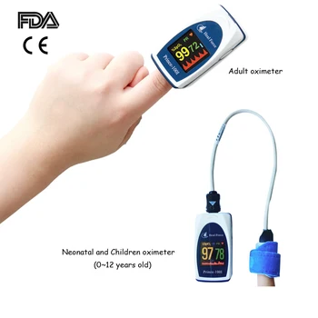 

FDA CE Neonatal Child Adult finger Pulse Oximeter SPO2 PR PI Mointor with Probe Baby OLED Blood oxygen Meter 0~12 years children