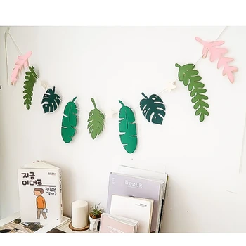 

Summer Party Banner tropical Leaf Banner Flag Birthday Party Decoration Bunting supply For Home Deco