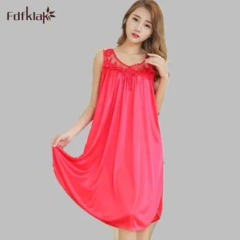 

Fdfklak 7 Styles Summer Sexy O-Neck Women Nightwear Silk Nightgowns Girls Sleepwear Casual Robe Night Dress Home Clothing E0887