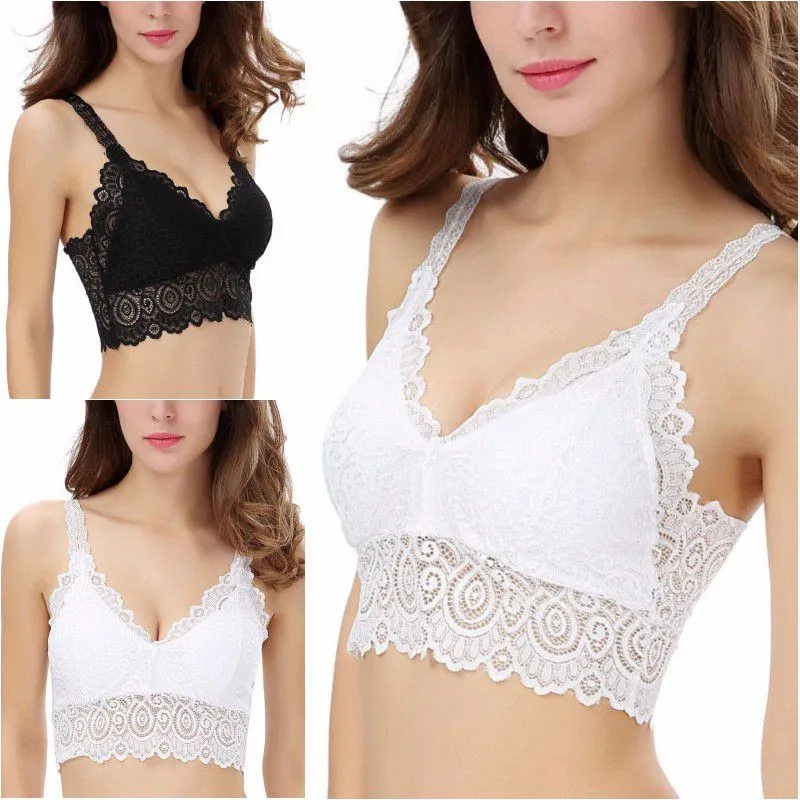 Underwear Sexy Full Lace Bra Straps Backing V Neck Half Wrapped Chest Anti Dic Female Tube Tops 6