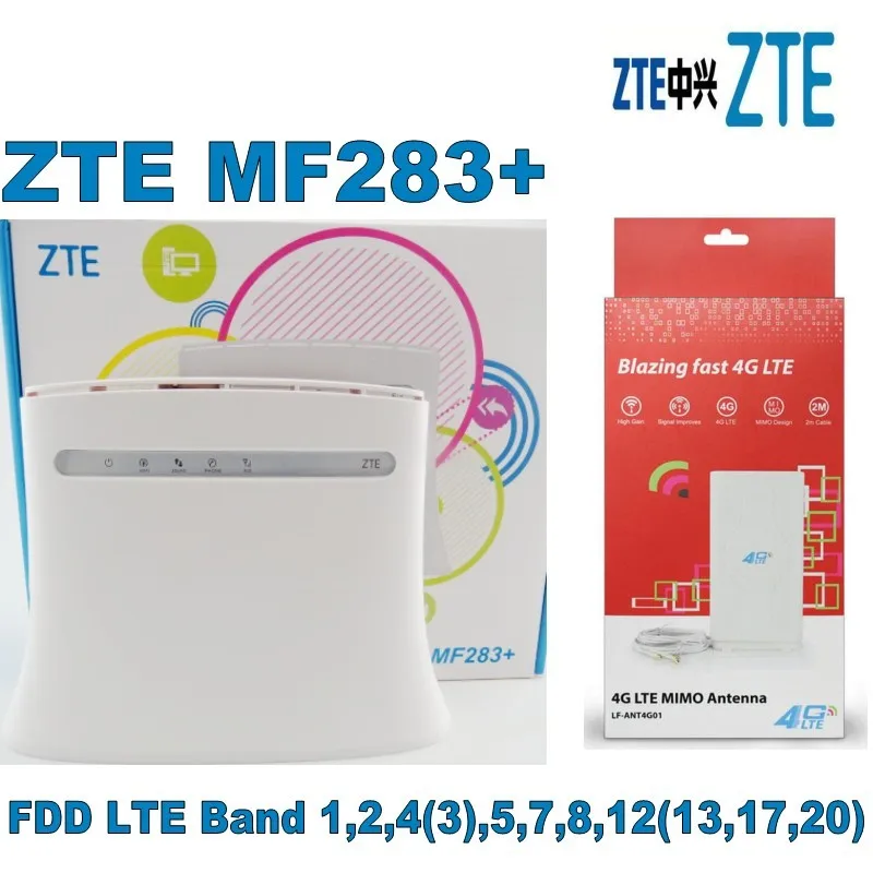 Лот из 10 шт. zte маршрутизатор MF283 + 800/1800/2600 МГц 4G 2G 3g LTE 150 Мбит/с 49dbi 4G SMA антенна, DHL доставка