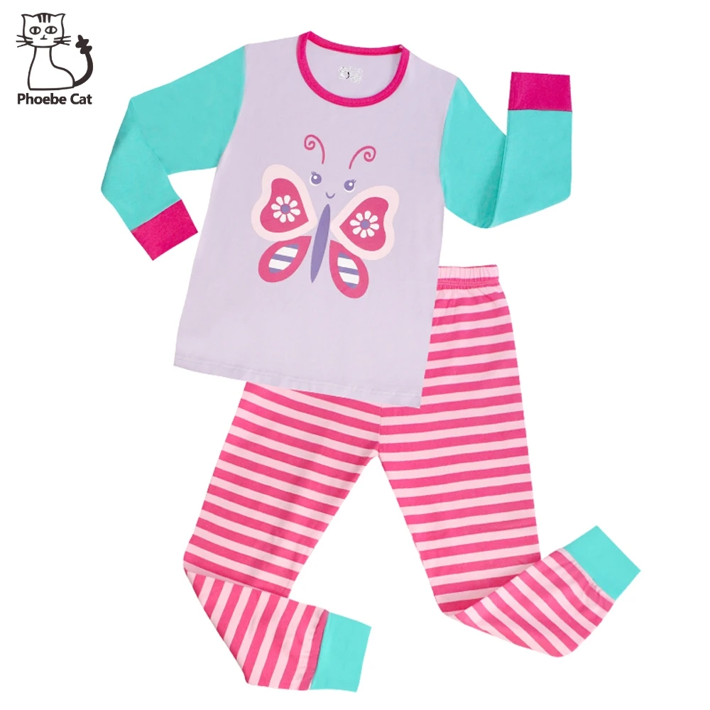 Phoebe Cat High Quality Girls Butterfly Pajamas Pijama Infantil Kids