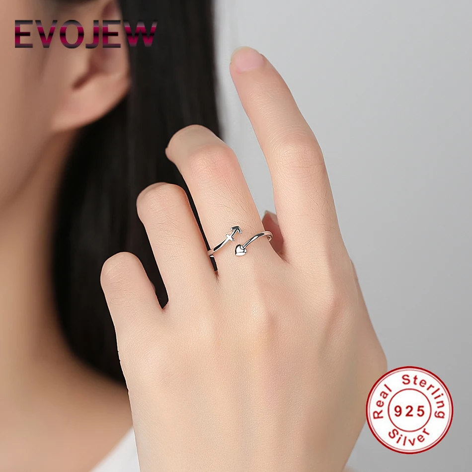 EVOJEW натуральная 925 пробы Серебряный Sweet Heart Кольца для Для женщин регулировочного