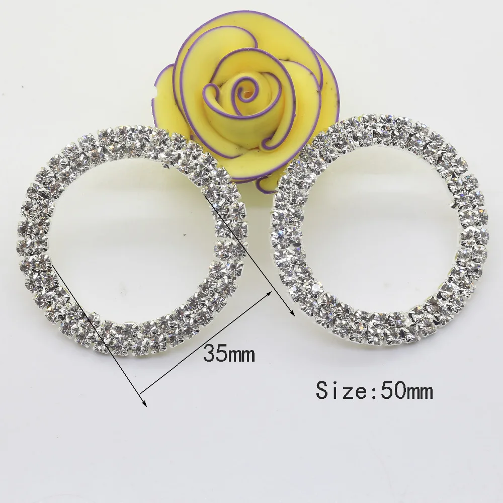 

2017 New 10pcs 50mm Circle Rhinestone Buckle Diamante Crystal Slider DIY Craft supplies Wedding Invitation card Decoration