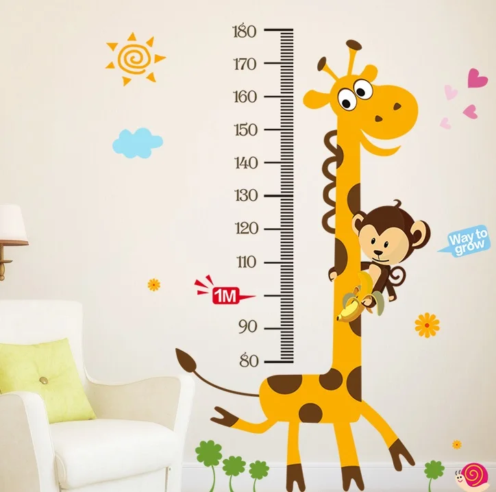 Children Kids Growth Chart Height Ruler Wall Sticker Wall Decal Height Measurement Sticker Decorative Gift