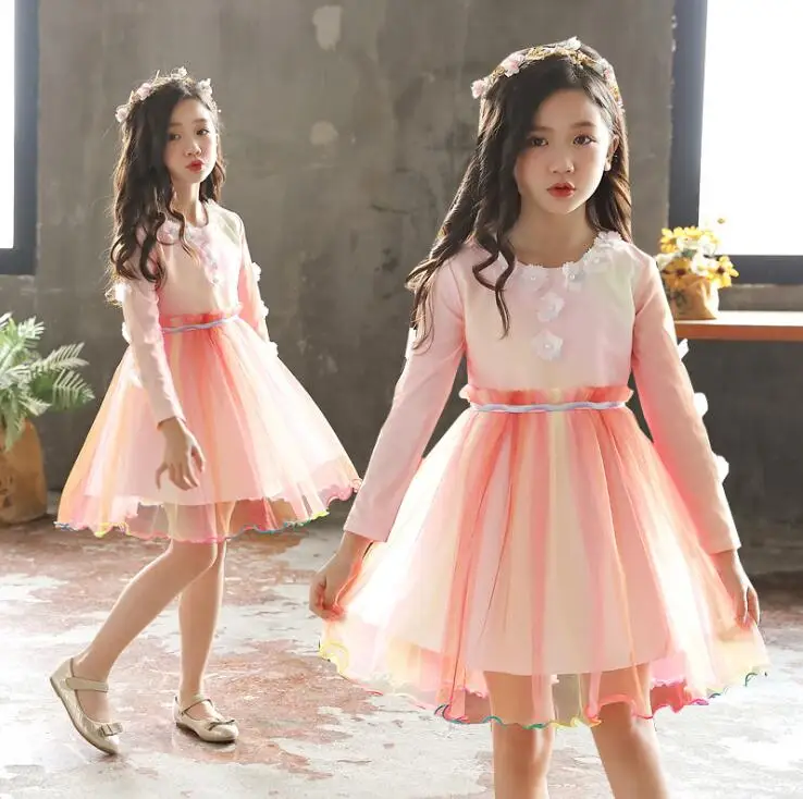 Girls Appliques Dress Party Birthday wedding princess Frocks Toddler