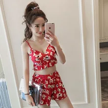 Новые женские бикини из двух частей наборы танкинов купальный костюм летние спортивные печатные купальники купальник сексуальные купальники