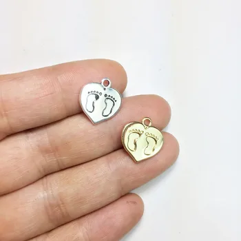 

Eruifa 20pcs 14mm Pretty Heart Footprint Zinc Alloy necklace,earring bracelet jewelry DIY handmade old and Rhodium silver