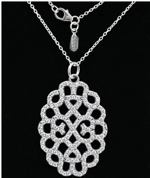 

Authentic Silver Shimmering Lace With Clear CZ Necklace Compatible with silver Jewelry