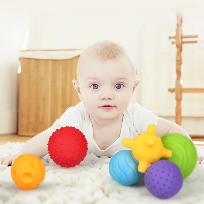 meibeile 6Pcs/Set Colorful Baby Balls Toys touch hand ball baby