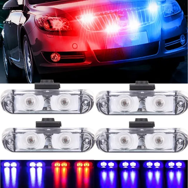 1Set 4 IN 1 led flashing Mini Emergency Vehicle LED Warning Lights 12V