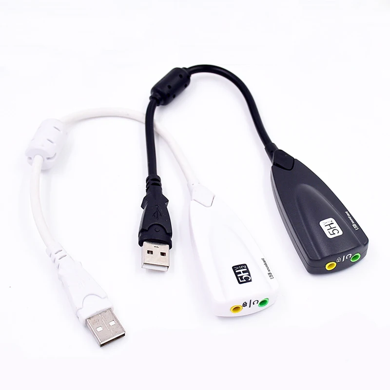 

External USB Sound Card 7.1 Adapter 5HV2 USB to 3D CH Sound Antimagnetic Audio Headset Microphone 3.5mm Jack For Laptop PC