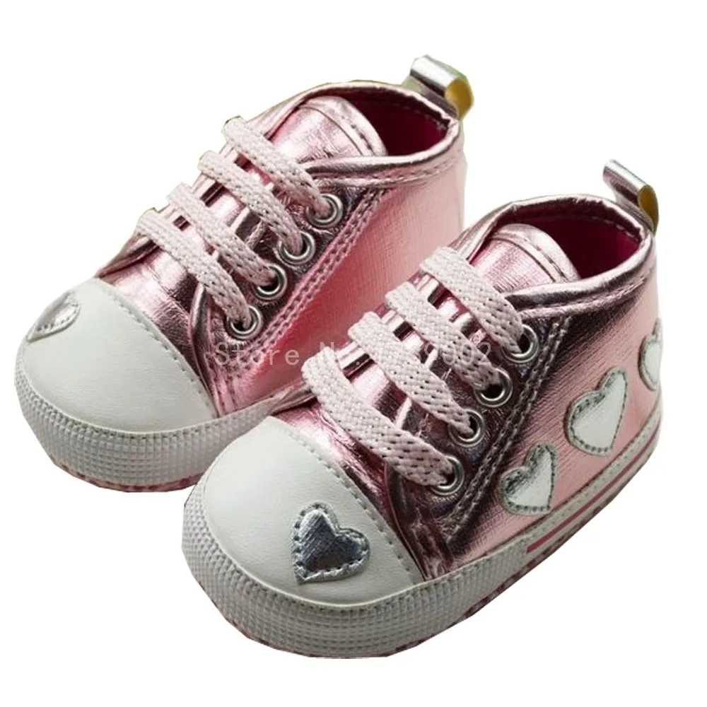 ROMIRUS Baby Shoes Silver Crib Heart Sport Sneaker Shoes Soft Bottom ...