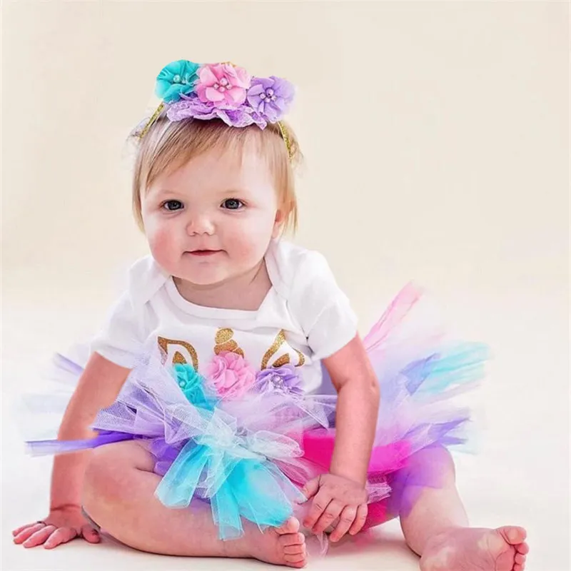Одежда для новорожденных на первый день рождения комплекты одежды для маленьких девочек Новорожденные Девочки Малыши крестины праздничная одежда для маленьких девочек на один год