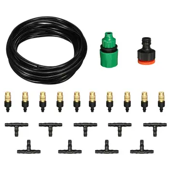 

5M Outdoor Cooling Patio Misting System Kit Water Mist Atomizing Sprayer Nozzles Set Garden Greenhouse Irrigation Watering Kit