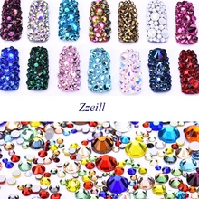 Zziell 800 шт разноцветные стразы для дизайна ногтей разных размеров, не исправляемые для украшения ногтей своими руками, чехол для мобильного телефона