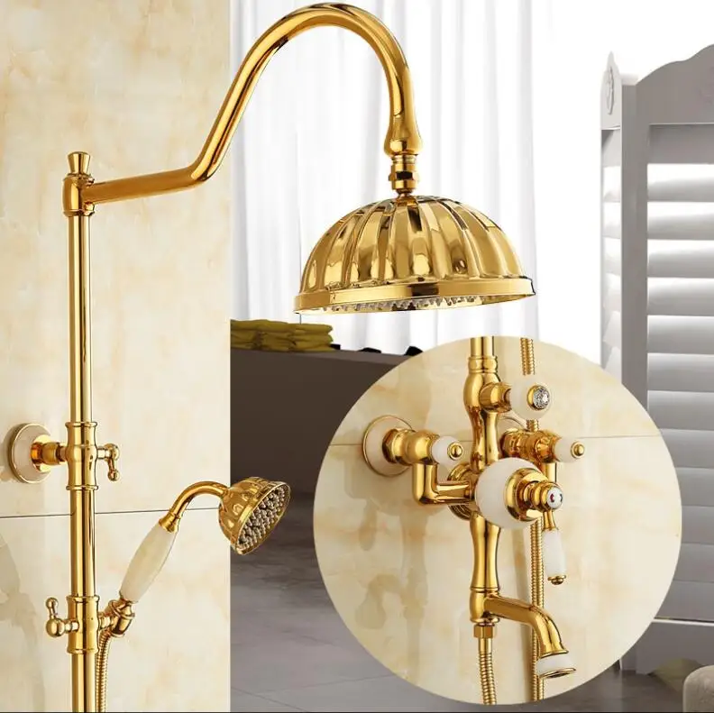 Europe style luxury bath and shower faucet brass and jade gold finished